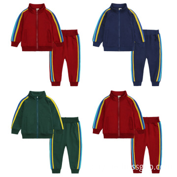 Spring and autumn children's jacket + pants kid clothing set cotton children jogging suits